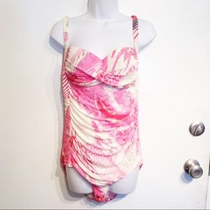 🌟5 for $25🌟 Plus Size Pink Print Ruched Swimsuit